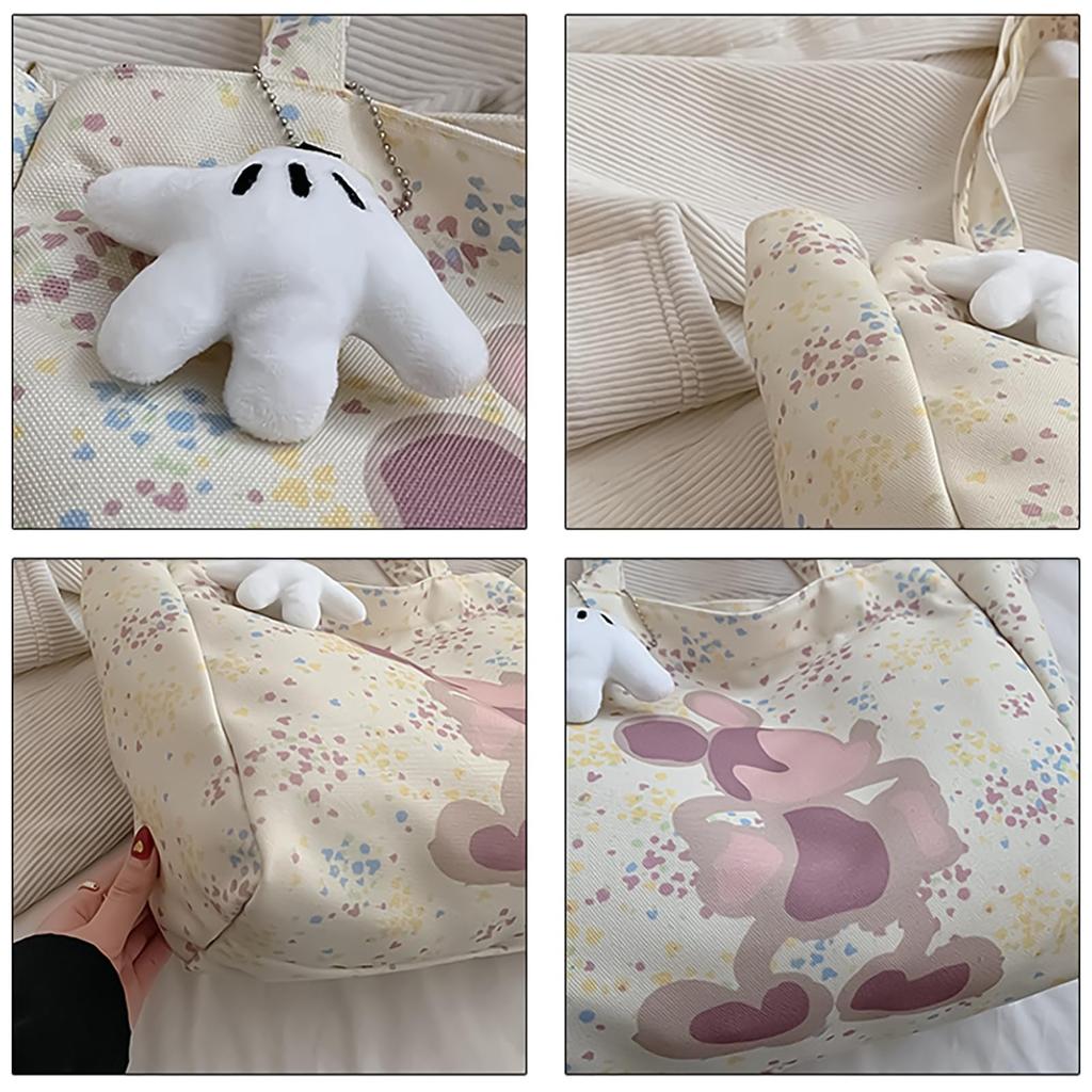 [hgTUP] Mickey und Minnie Maus Tragetasche, Canvas-Tragetasche, Großes Fassungsvermögen, Mickey Maus Umhängetasche, Canvas-Tragetasche, Minnie Maus Tragetasche mit Reißverschluss