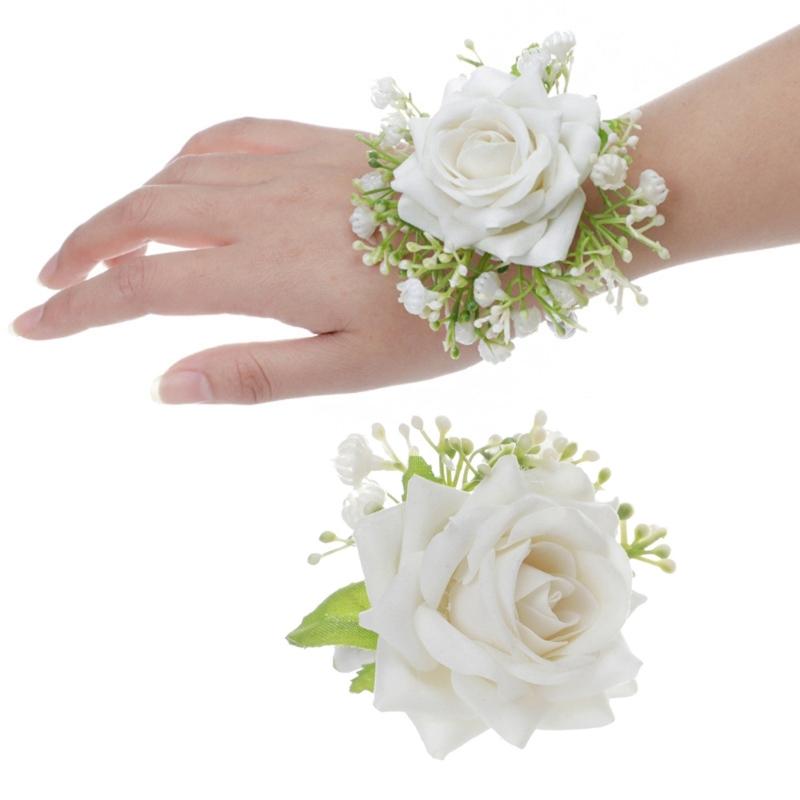 Charm Bridal Corsage Chest Flower Boutonniere Artificial Silk Flower Corsage Groomsmen Wedding and Formal Event Supply