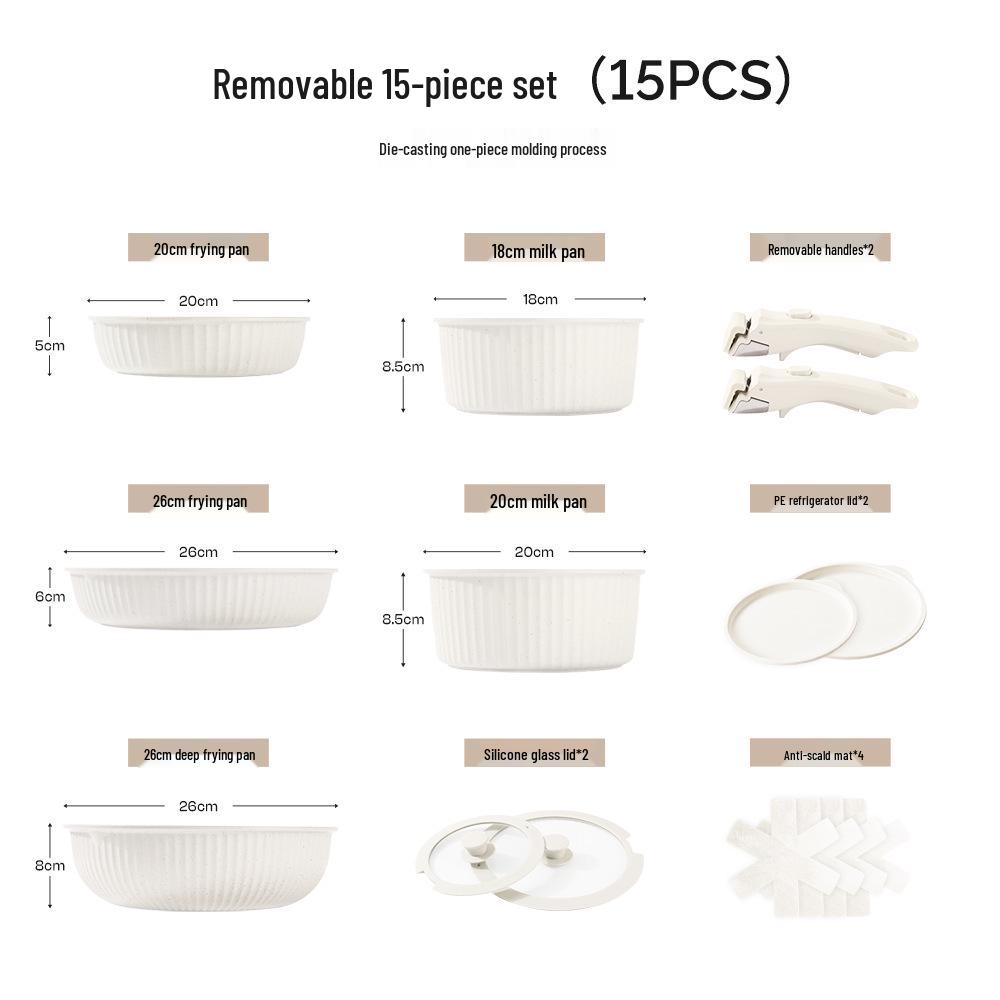 16-Piece Non-Stick Cookware Set with Detachable Handles