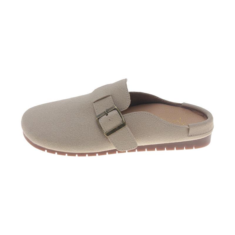 Baotou Half Slippers Women's Outer Wear 2025 New Summer Retro Versatile Flat Bottom Non-slip Lazy Muller Cool Slippers