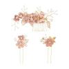 Renjzle 3-Piece Pearl Flower Hair Accessory Set for Women - Bridal Wedding, Kimono, Formal Occasions (Pink)