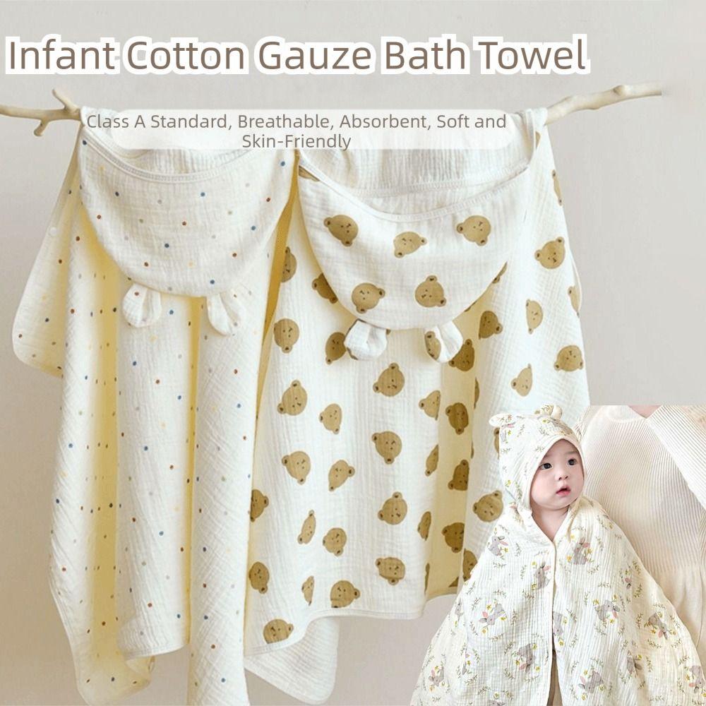 Single Layer Infant Hooded Towel Wrap Blanket Soft Texture Baby Swaddle Cloth  Newborn Care