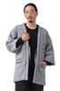 ROCCA Hanten Hanten Made In Tsumugi Standard One Size Fits All Gray X Men's (Kurume Rokka) Japan, Silk, Fit, Loungewear, (Flying Stripes, White)