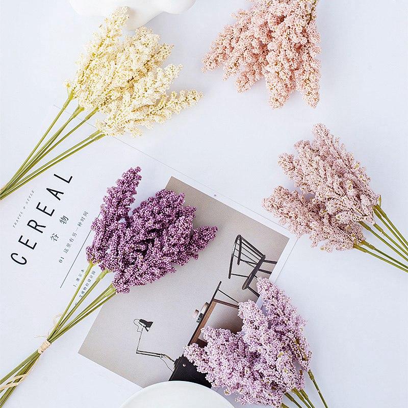 12 STÜCKE Multi Farbige Simulierte Getreideähren Ländliche Dekoration Ornamente Vase Gefälschte Blumen Hochzeitsstrauß Simulierte Blume Vase Dekor