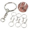 10Pcs DIY Silver Tone Keyring Blanks Key Chains Split Rings with 4 Link Chain