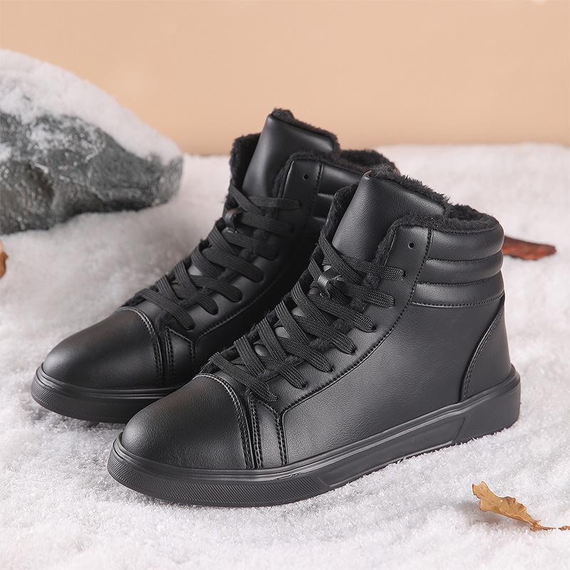 High-top Casual Board Shoes Women's Autumn 2025 New Large Size 46 Small Size 35 White Shoes PU Thick-soled Single Cotton Shoes