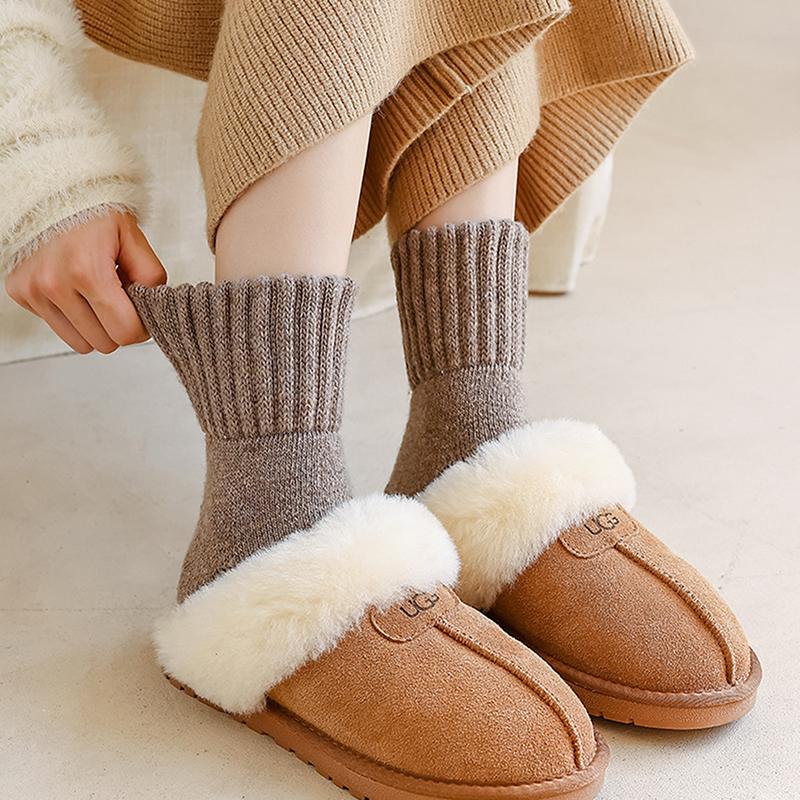 1 Par de Meias de Neve Para Mulheres Outono Inverno Meias Aconchegantes Espessas Quentes Meias de Chão Para Dormir Meias de Cor Sólida Femininas