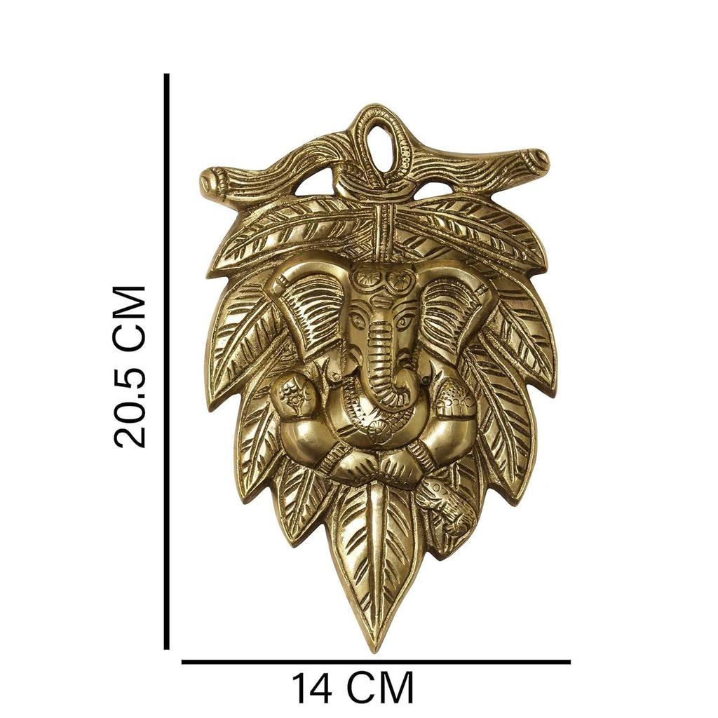 Mosazný Pán Ganesha na Listu Nástěnný | Závěsná Socha Ganeshy | Vastu Předmět Předměty pro Domácí Dekorace Dárky |