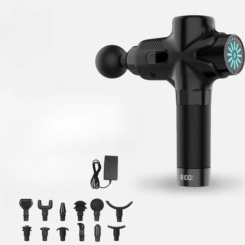 Pistola de Massagem Profissional 24V Durável e Segura com Compressa Quente e Fria Elétrica 12 Cabeças Alta Frequência Pistola de Fáscia Tecido Profundo Pescoço Relaxar Fitness