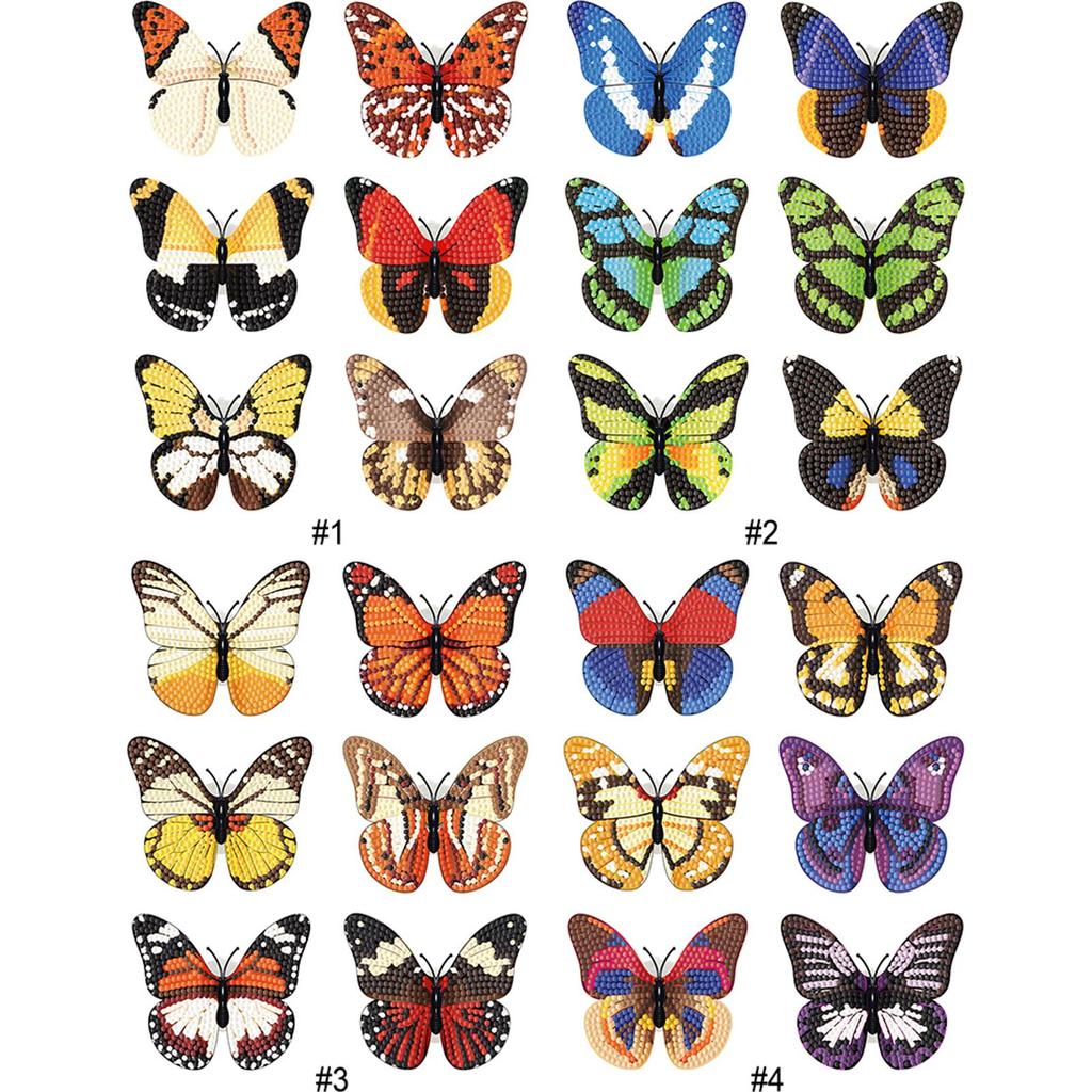 6 Pcs Butterfly DIY Creative Diamond Mosaic Sticker with Light DIY Decorative Stickers Making Kit for Arts and Crafts DIY Gifts