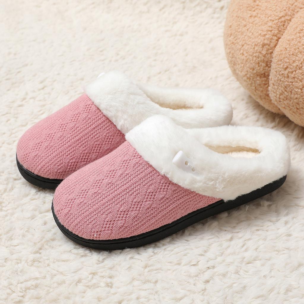 Plush cotton slippers bag head warm couple cotton slippers non-slip flat bottom soft bottom slippers cotton home cotton mop