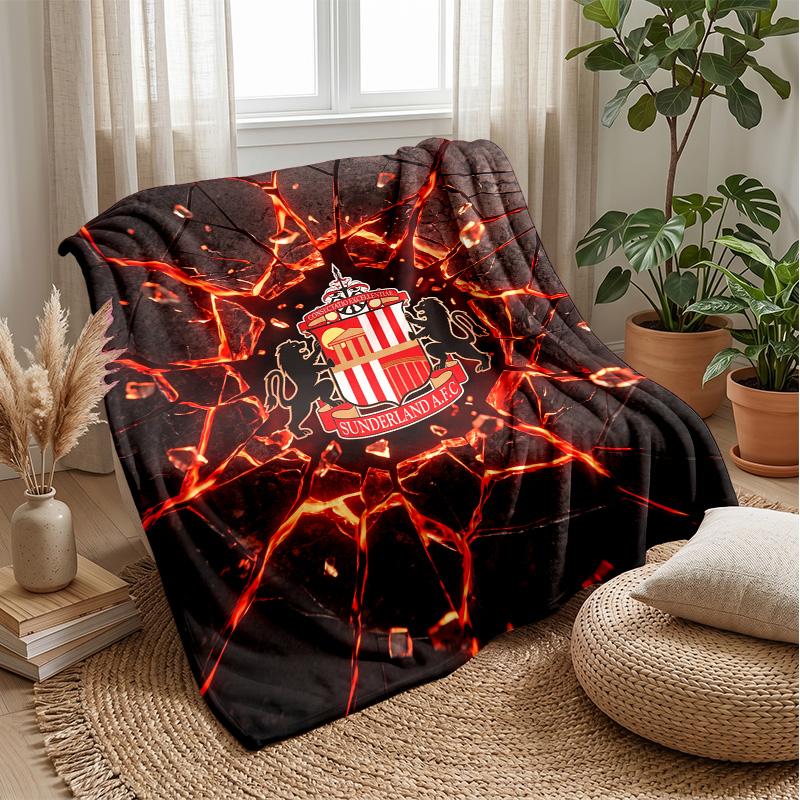 Sunderland Football Print Flannel Blanket, Soft Warm Lightweight Throw Blanket for Sofa Bed Camping