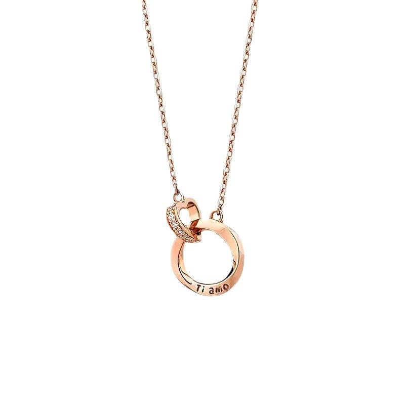 Mobius Love Double Ring Necklace Versatile Non-Fading Titanium Steel Collarbone Chain