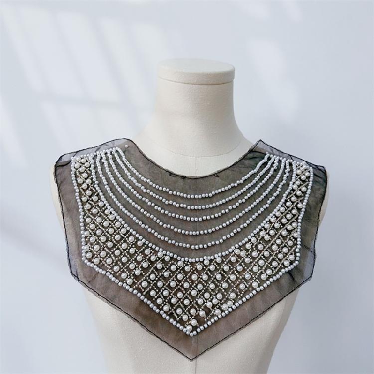Embroidered Beadwork Collar Applique Mesh Collar Accessory For Elegances Social Gatherings Clothing Garment Decoration