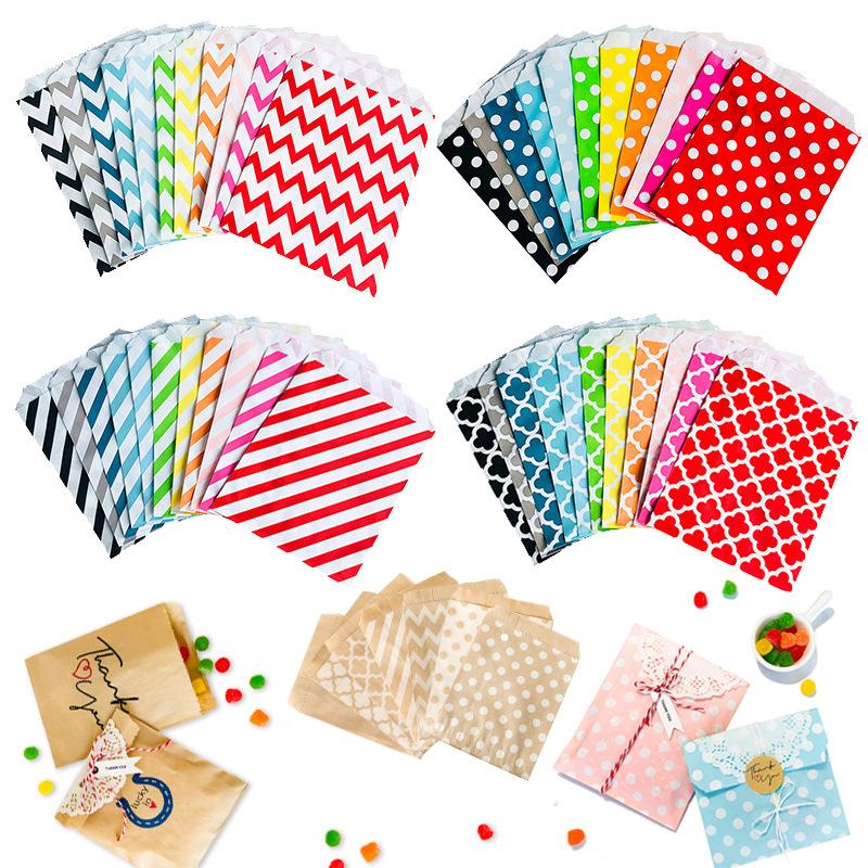 25Pcs Polka Dot Striped Paper Bags, Colorful Party Favor Bags, Wedding Birthday Dessert Cookie Gift Packaging Bags