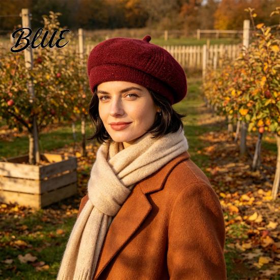 Outdoor Shopping Headgear Knitted Beret Hat for Women Winter Warm Painter Cap Fleece Soft Lined Cap Lined Cozy Solid Color Artist Cold Weather