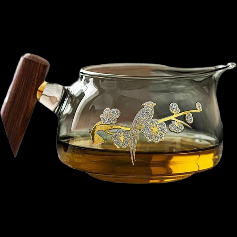 High Borosilicate Glass Fairness Cup with Wooden Handle