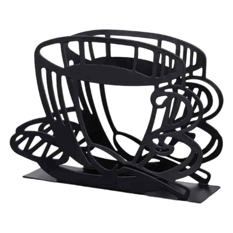 Strong Iron Tabletops Tissue Holder with Not Slip Base Modern Metal Napkin Stand for Restaurant Hotel & Homes Kitchen Use