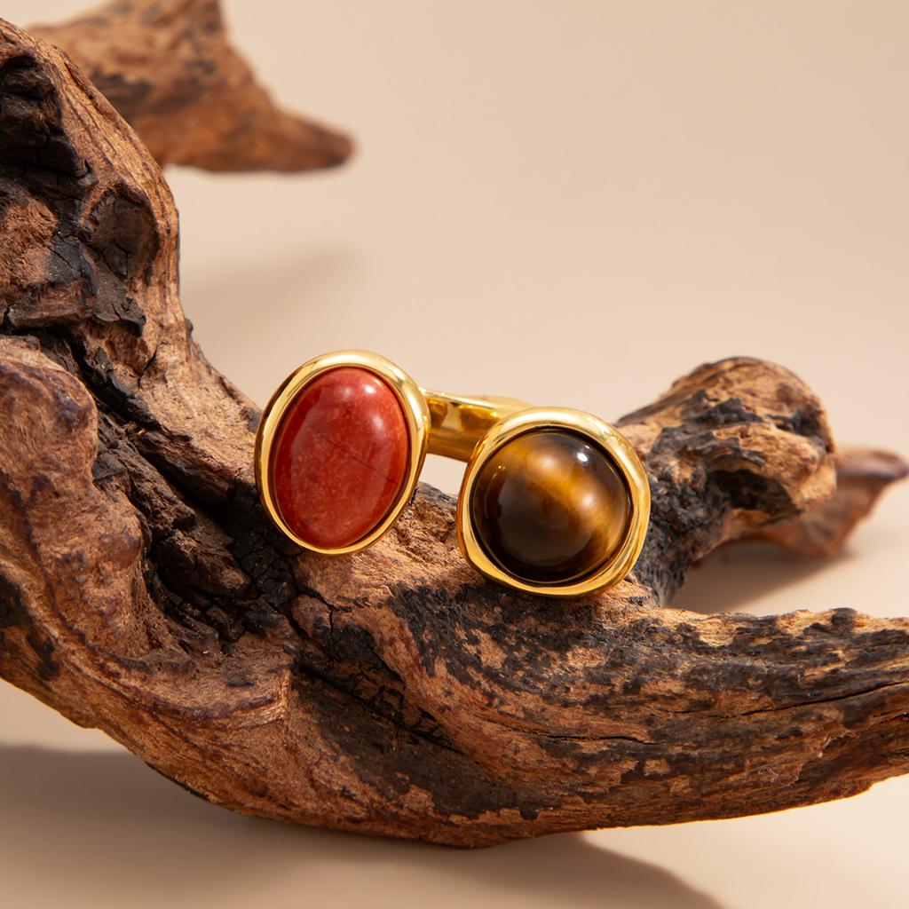 Vintage Inlaid Resin Acrylic Open Ring for Women Elegant Irregular Geometry Adjustable Knuckle Ring Daily Wear Jewelry