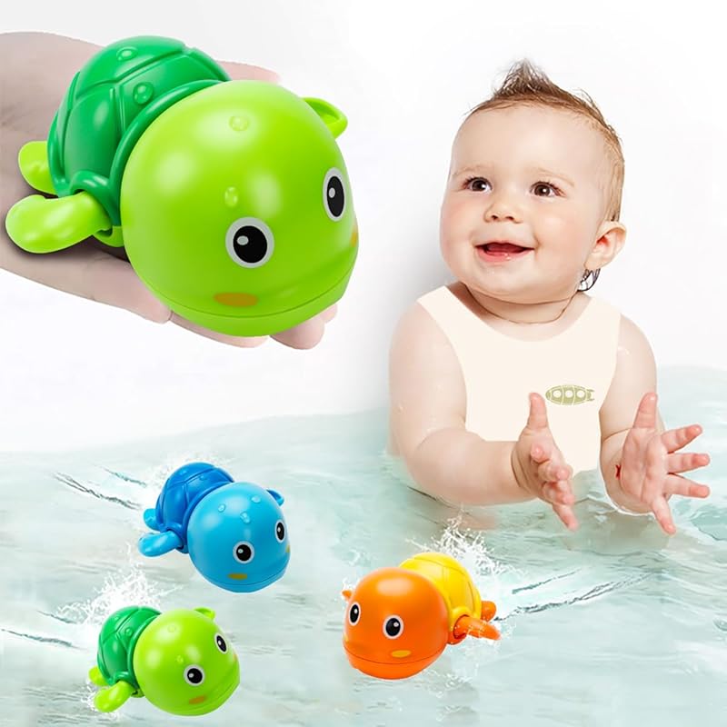 Bath Toys, Cute Swimming Turtle Baby Bath Toys for Toddler 1-3, Water Pool Floating Wind Up Toys for 1 Year Old Boy Girl Gifts, Infant Toddlers Kids Green Turtle