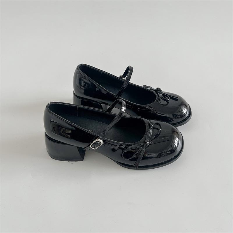 

Red French round head jk with skirt thick high heel small leather shoes women s 2025 new summer height increase Mary Jane single shoes 35