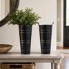 2 Pièces Seau à Fleurs Galvanisé Jardinière Métallique Durable avec Poignées Petite