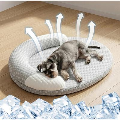 Multi Size Cooling Dog Bed Breathable Non Slip Pet Bed With Pillow Support For All Breeds Summer Sleeping Mat