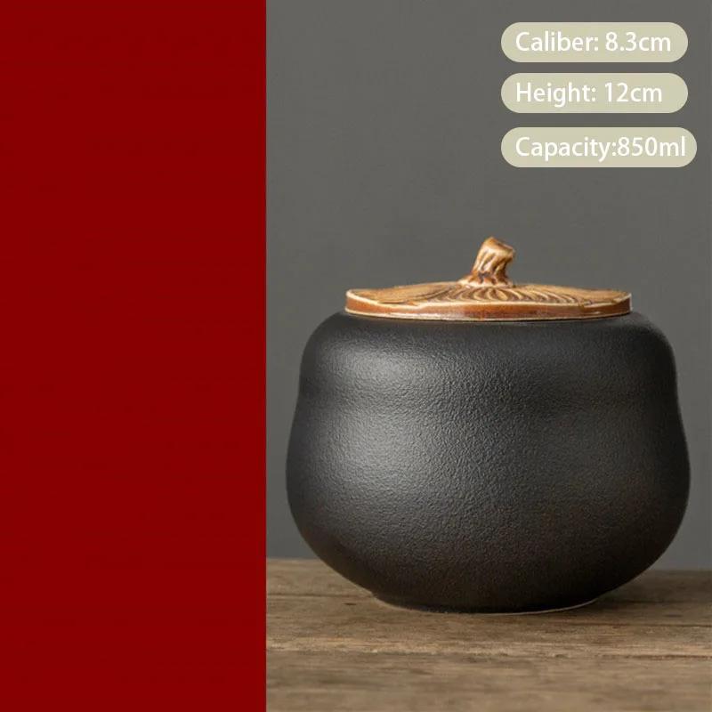 Chinese Persimmon Ceramic Tea Caddy Red Wedding Tea Jar Sealed Container Travel Tea Box Coffee Spice Candy Storage Tank Teaware