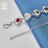 925 Sterling Silver Heart Inlaid With Multi-color AAA Zircon Bracelet Jewelry