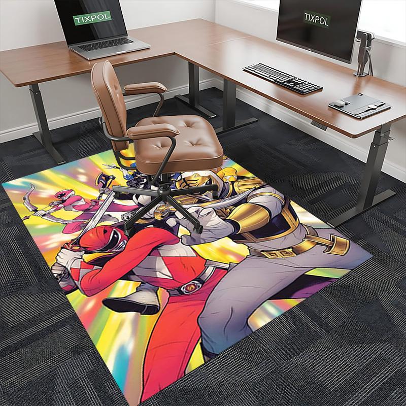 1pc Power Rangers Red Ranger Chair Mat - Anime Cartoon Design, Non-Slip Carpet for Office, Home Decor, Living Room, Bedroom, Game Room - Perfect Gift
