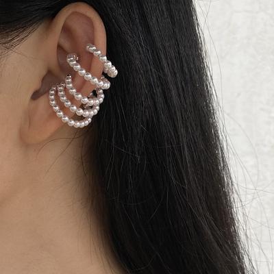 Pearl Multi-layer Ring Earbone Clip Niche Personalized Design Earrings Light Luxury High-end Fashion Earrings Women