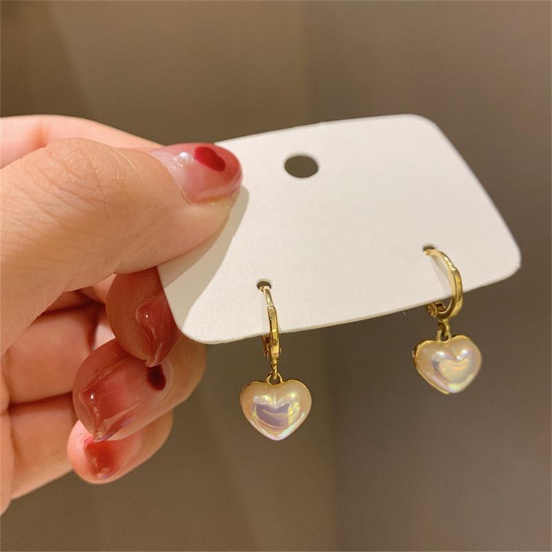 

1 пара простых белых сережек-подвесок в форме сердца с жемчугом 1 pair