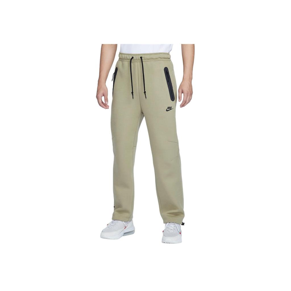 Nike Tech Series Straight Leg Casual Comfortable Lace-Up Knitted Sports Pants Men Bottoms Olive-Green Black HJ6534-276