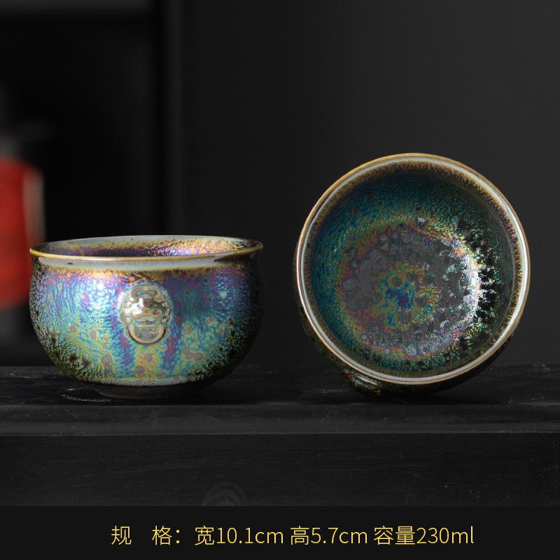 Colorful Kiln Mutated Shape Gilded Jian Zhan Cup Ceramic Kung Fu Tea Cup Tenmoku Glaze Single Cup Master Cup Tea Bowl Tasting Cu