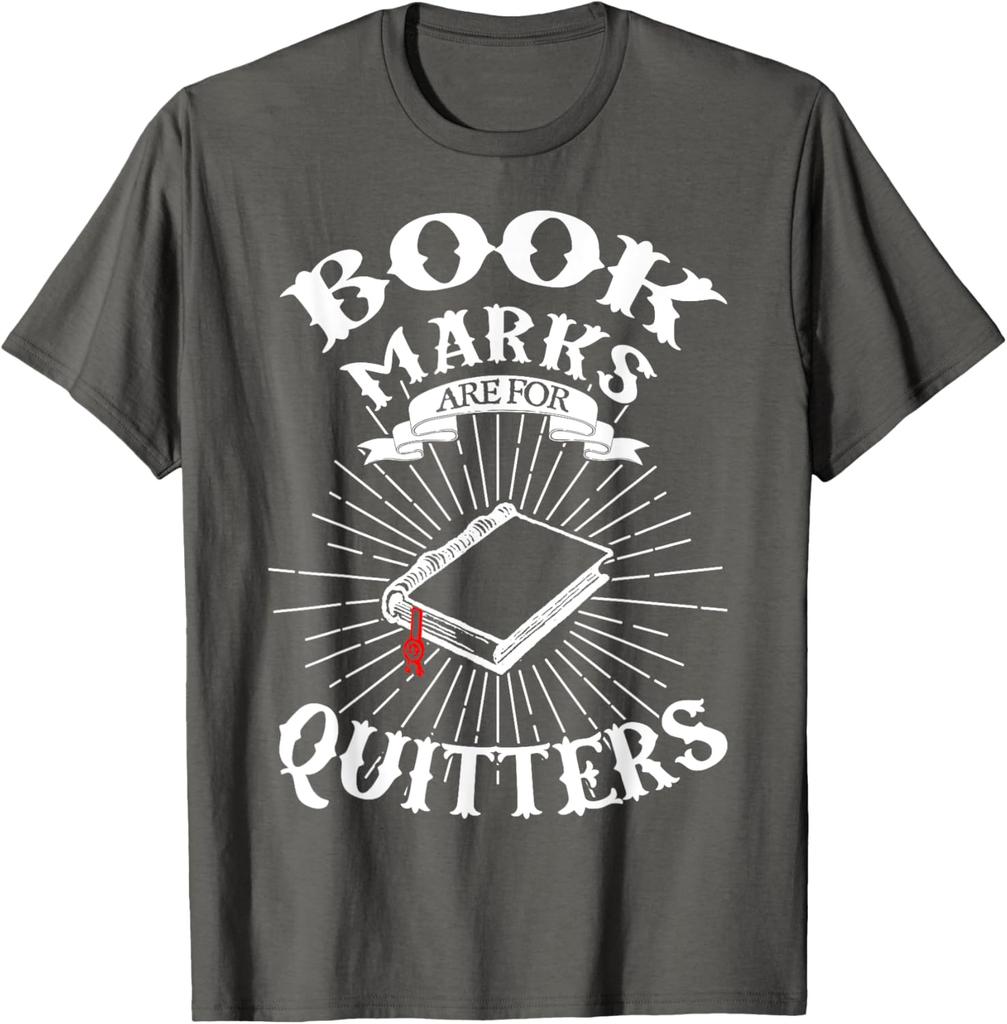 Book Marks Are For Quitters Reading Graphic TShirt Men Casual Short Sleeve Cotton Tee