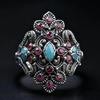 2026 Eco-friendly Alloy Retro Enamel Flower Ring with Rose Red Diamond