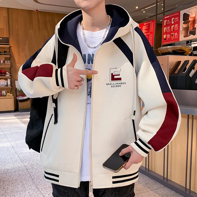 Trendig huvtröja för män: Lös casual sweatshirt för vår/höst, mångsidig långärmad topp