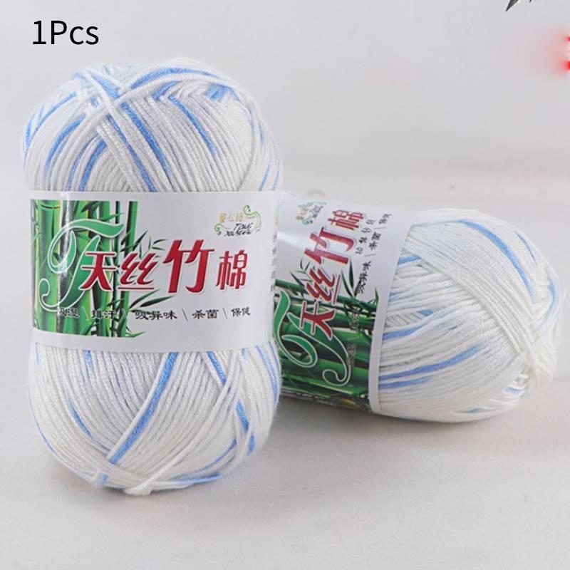 

Soft Bamboo Charcoal Milk Cotton Baby Knitting Yarn Diy Material For Handmade Projects White blue