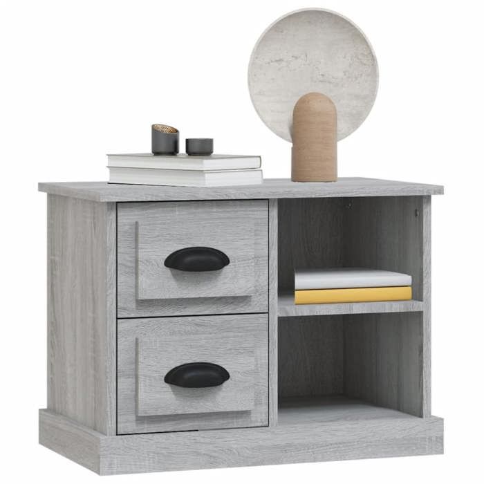 Table de chevet - Maison Exclusive - Sonoma gris - 60 x 35,5 x 45 cm - 2 tiroirs et 2 compartiments