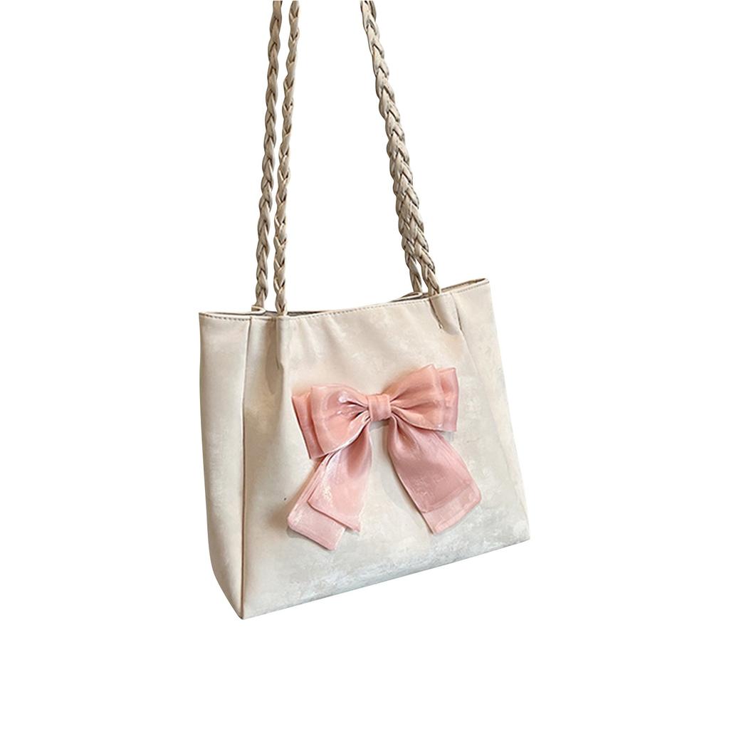 Ladies Fashion Shoulder Bag Handbag All-match Messenger Bag,Bow Contrast Color Shoulder Bag