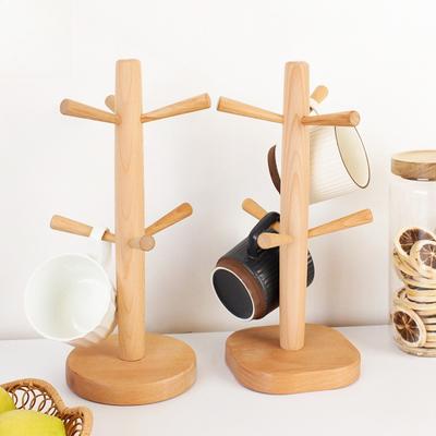 Japanese Wooden Cup Holder Creative Beech Wood Cup Draining Hanger Household Mug Storage Rack Home Decor Ornaments Accessories