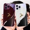 Elegant Wood Grain Golden Deer for Iphone 15 14 13 12 Mini 11 Pro Max X XS XR 7 8 Plus 2020 22 SE Tempered Glass Phone Case