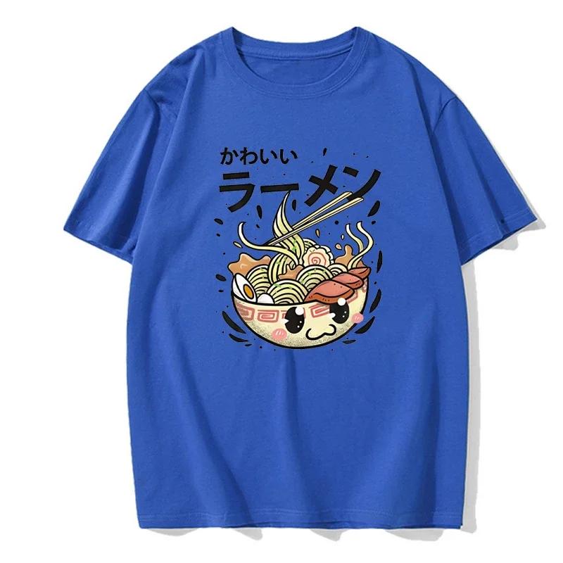 T-Shirts For Men Japanese Lamian Noodles Print Male Clothing Street Harajuku Short Sleeve Oversize T-Shirt Casual O-Neck Tees