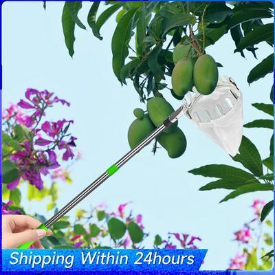 Fruit Picker Pole W/ Storage Bag Stainless Steel Tree Picker Tree Picker Splicing Rod Fruit Picker for Apples Mango Lemon Orange