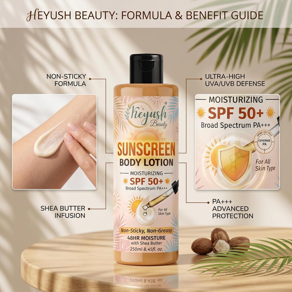 SPF 50+ Sunscreen Body Lotion for Women & Men | Broad Spectrum PA+++ Moisturizing Sunscreen with Shea Butter | Non-Sticky, Quick Absorbing Daily UV
