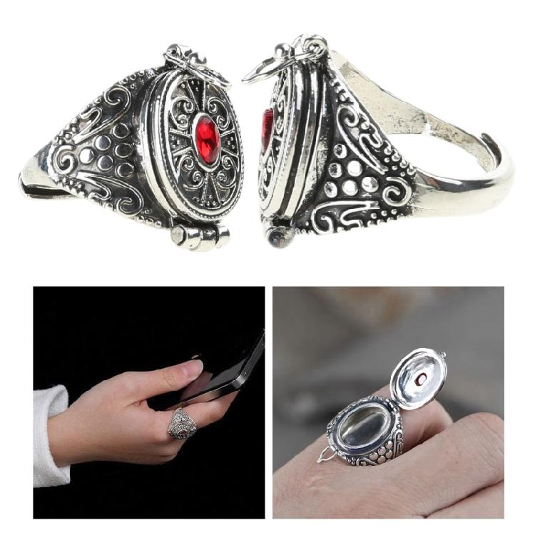 Cultural Gawu Box Ring with Inner Chamber Adjustable Open Finger Ring Unisex Accessory for Parties and Daily Wear
