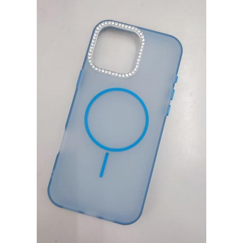 Applicable To IPhone 16pm Dot Drill Frame Mobile Phone Case Apple 15 Skin Feeling Frosted Color Fine Magnetic Suction Protective Case