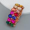 Womens Stretchable Double-Layer Crystal Rhinestone Bracelet Geometric Design Hip Hop Style Alloy Jewelry