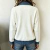 Women's Fashion Knit Denim Cardigan Jacket, Long Sleeve Casual Blouse with Patchwork Design, Fall Winter Outerwear