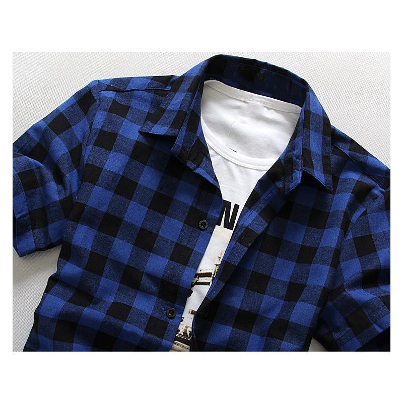 Plaid Shirt Summer Fashion Men's Short-sleeved Plaid Shirt